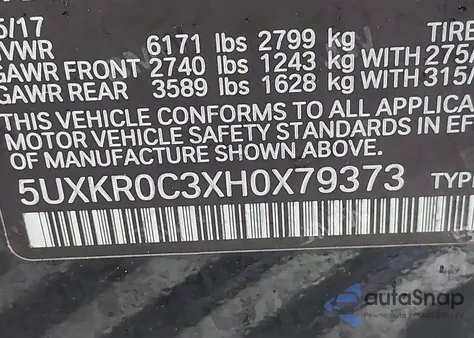 2017 BMW X5 xDrive35I z USA, uszkodzony, nr VIN 5UXKR0C3XH0X79373